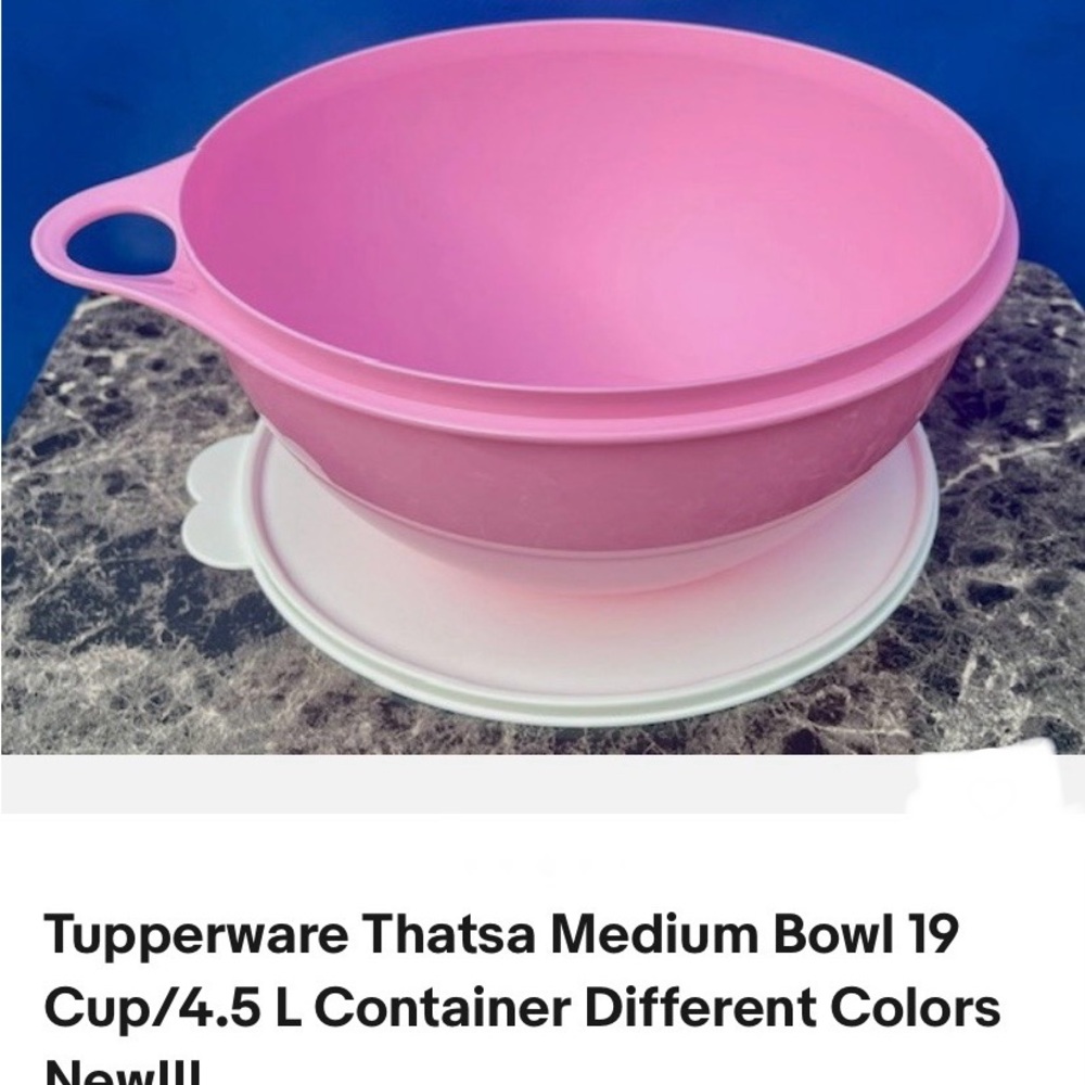 Tupperware Pink Mixing Bowl with White Lid